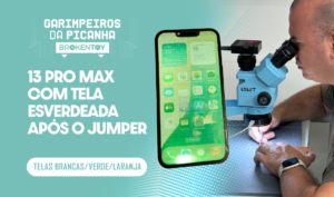 13 Pro Max com tela esverdeada após o jumper
