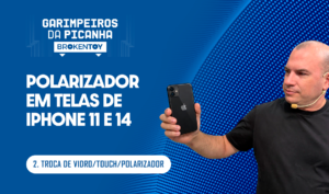Polarizador em telas de Iphone 11 e 14