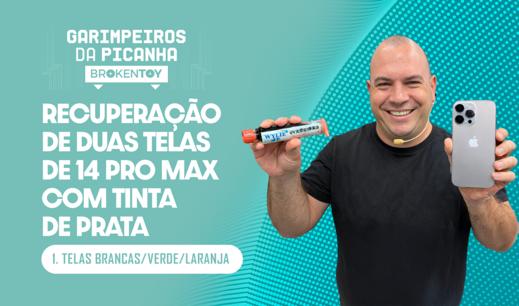Recuperação de duas telas de 14 Pro Max com tinta de prata
